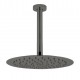 10 inch Super-slim Round Gunmetal Grey Rainfall Shower Head w 300mm Ceiling Mounted Shower Arm